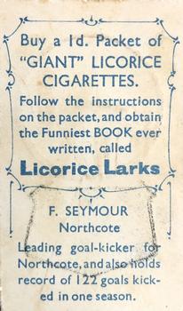 1933 Giant Brand Australian Licorice League and Association Footballers #NNO Frank Seymour Back